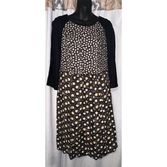 Beautiful Boden floral color block henley swing skater dress 2/3 sleeve size 10L - Picture 1 of 7